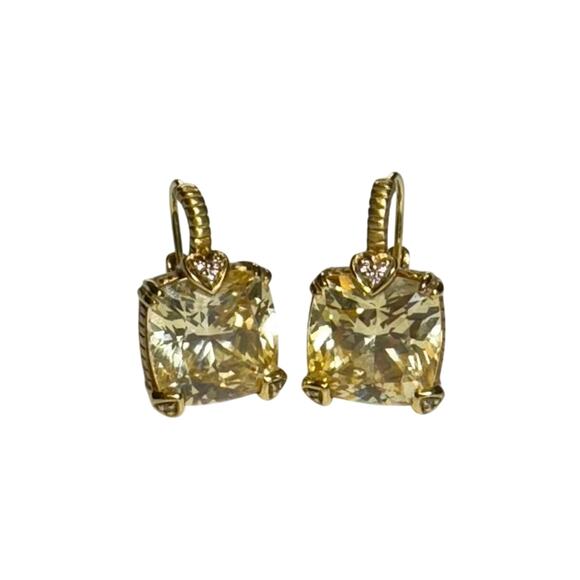 JUDITH RIPKA 18K Yellow Gold Lola Yellow Crystal & Diamond Earrings - Picture 13 of 16